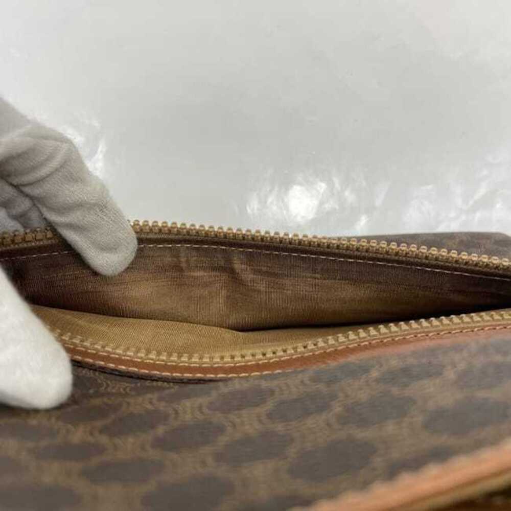 Celine Clutch Bag Brown Macadam Leather Handbag Logo All over Flap Magnetic - Picture 8 of 10